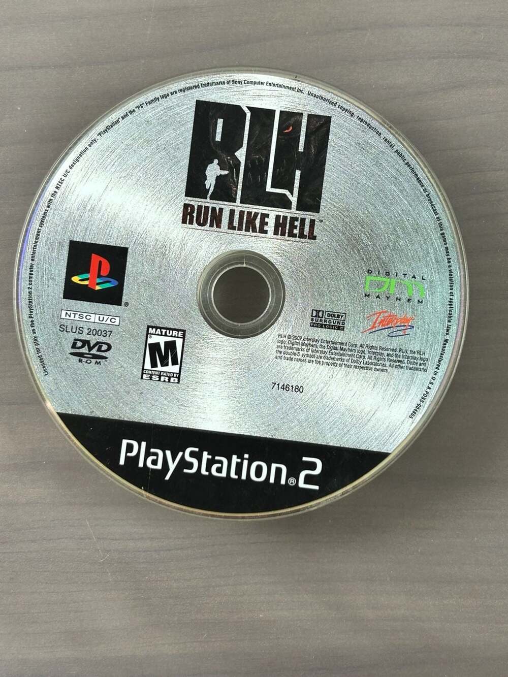 RLH Run Like Hell PS2 PlayStation 2 2002 Disc Only Tested Working